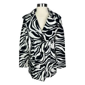 Vintage Y2K Wet Seal Zebra Print Peacoat - Size Small